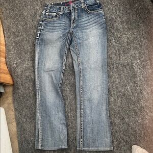 Rock & Republic Blue Denim Jeans with Pink Stitching